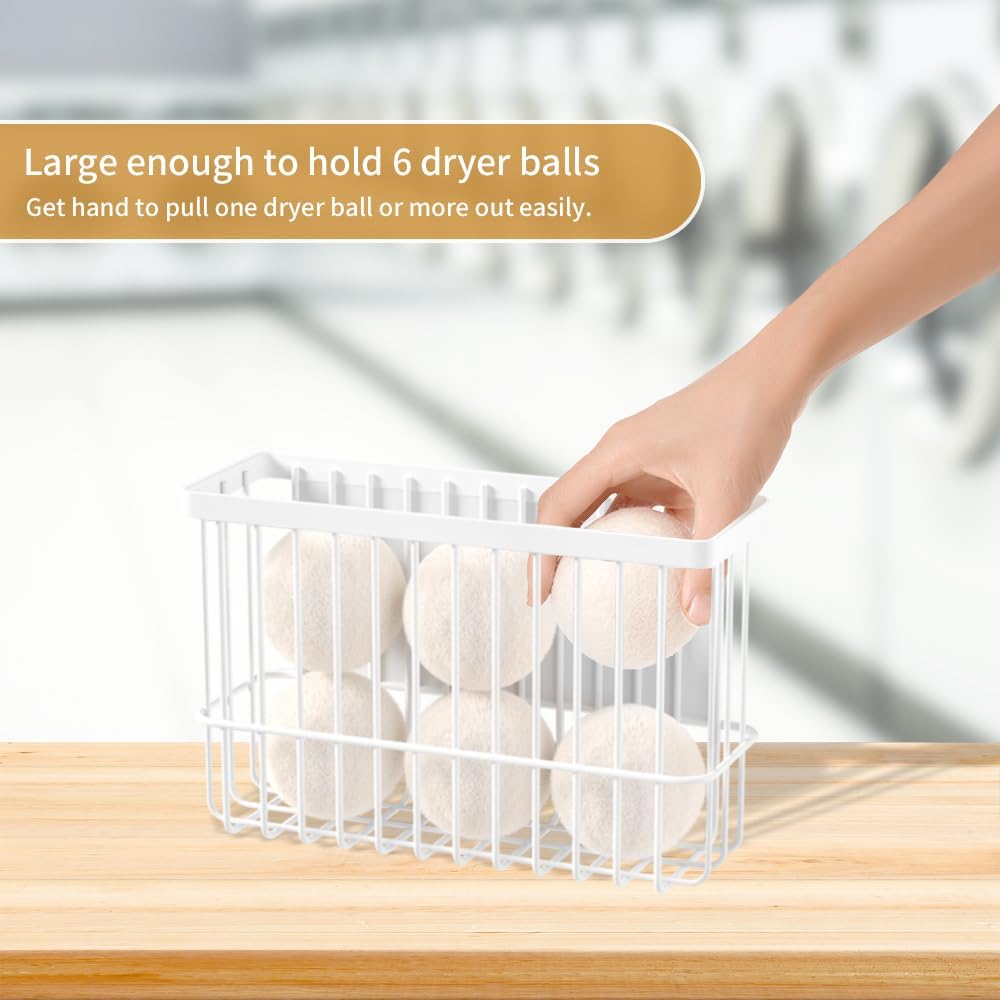 Magnetic Dryer Ball Holder for Laundry Room Organization and Storage, Magnetic Lint Bin for Laundry Room, Iron Dryer Ball Container for Laundry Room Storage (No Balls)