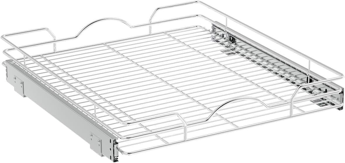 OCG Pull Out Cabinet Organizer (18" W x 21" D), Pull out Drawers, Cabinet Pull Out Shelves for Base Cabinet Organization in Kitchen Bathroom Pantry, Bottom Mount, Chrome Finish