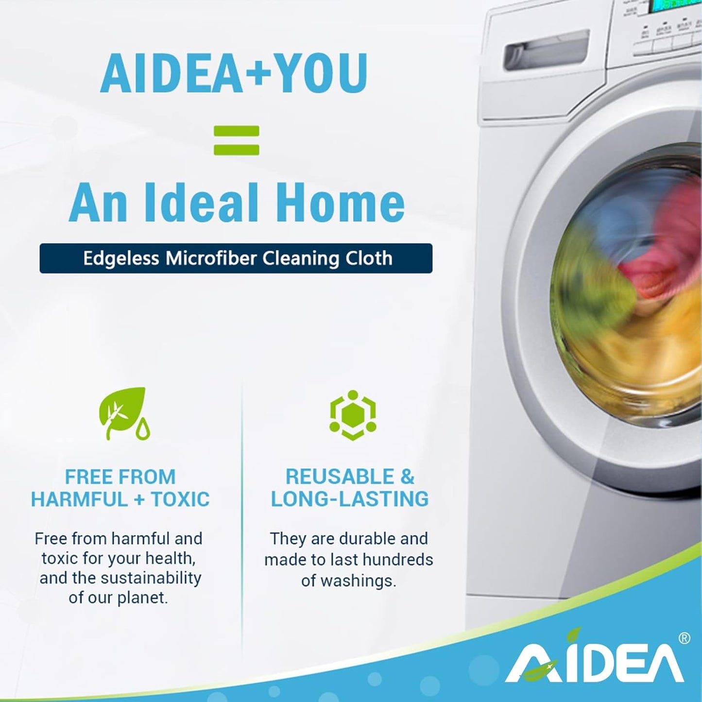 AIDEA Microfiber Cleaning Cloth 50PK, Dusting Cloth Drying Towel, All Purpose Soft Absorbent, Lint Free Rags, Streak Free Wash Cloth for House, Kitchen, Car, Window, 12"×12"