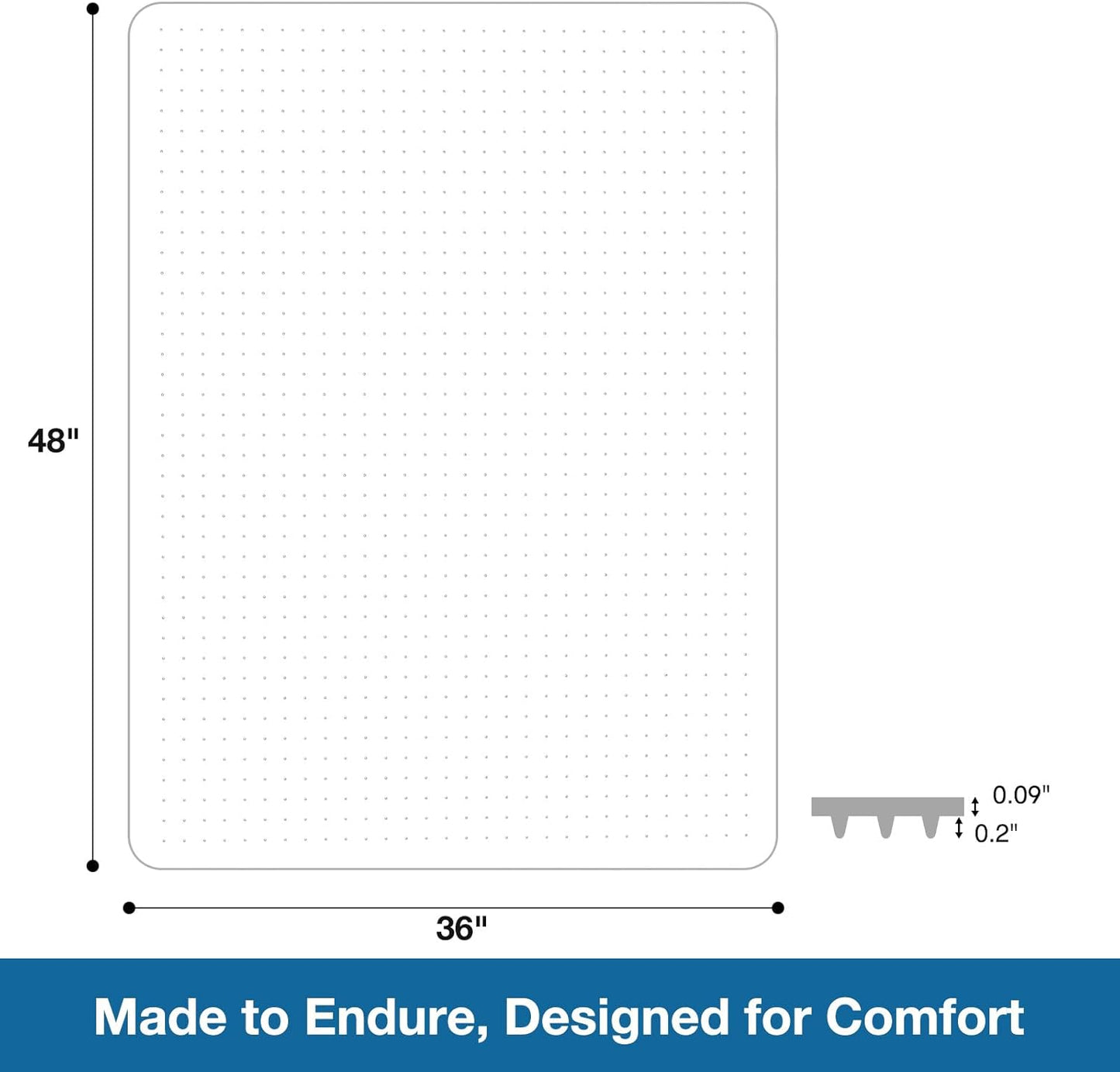 Chair Mat for Carpet, 36" x 48" Desk Chair Mat for Carpeted Floors, Non-Slip Office Vinyl Mat for Carpet with Studded, Easy Glide Heavy Duty Floor Protector Mat for Home Office, Clear
