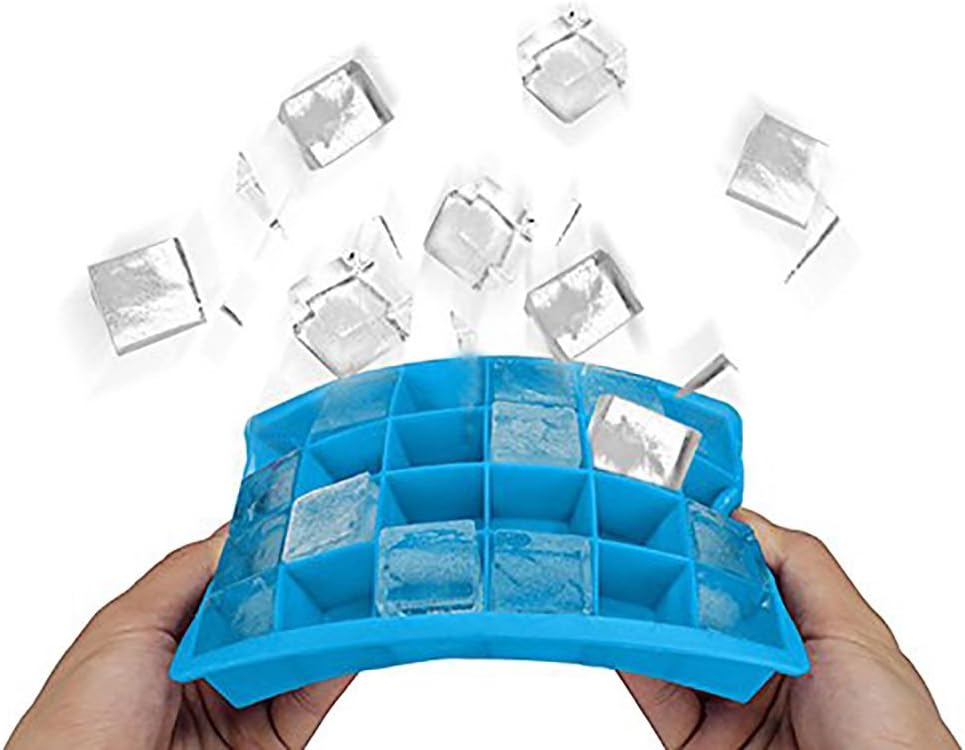 Ice Cube Tray, Silicone Square Ice Trays Easy Release Stackable Ice Cube Mold with Removable Lid, 24 Cavity (2 Pack, Sky Blue)