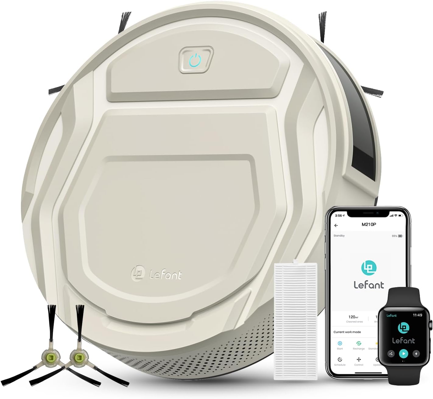 Lefant M210 Pro Robot Vacuum Cleaner,Easy to Use,120 Mins Runtime,6 Cleaning Modes,APP/Voice/WiFi/Alexa Control,Multi-Surface Cleaning