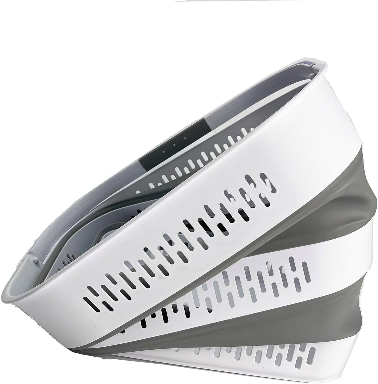 SAMMART 40L (10.5 Gallon) Collapsible Plastic Laundry Basket with Handles - Foldable Pop Up Storage Container/Organizer - Portable Laundry Hamper - Space Saving (1, White/Grey)