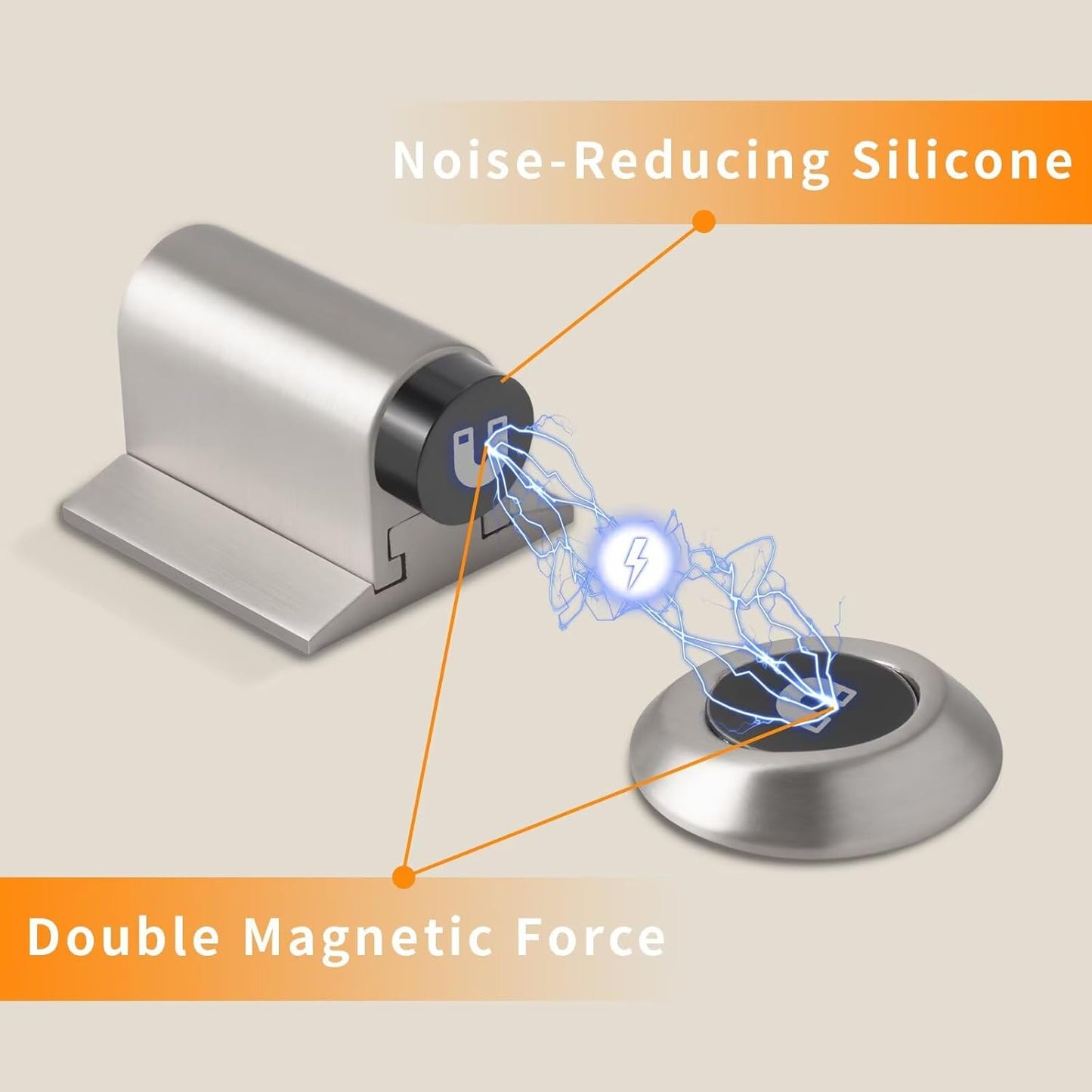 Bak Bo Magnetic Door Stoppers 2 Pack Bottom of Door Holder Keep Door Open No Drilling Magnet Floor Door Stop with Screws and Adhesive Brushed Nickel DS268BN-2