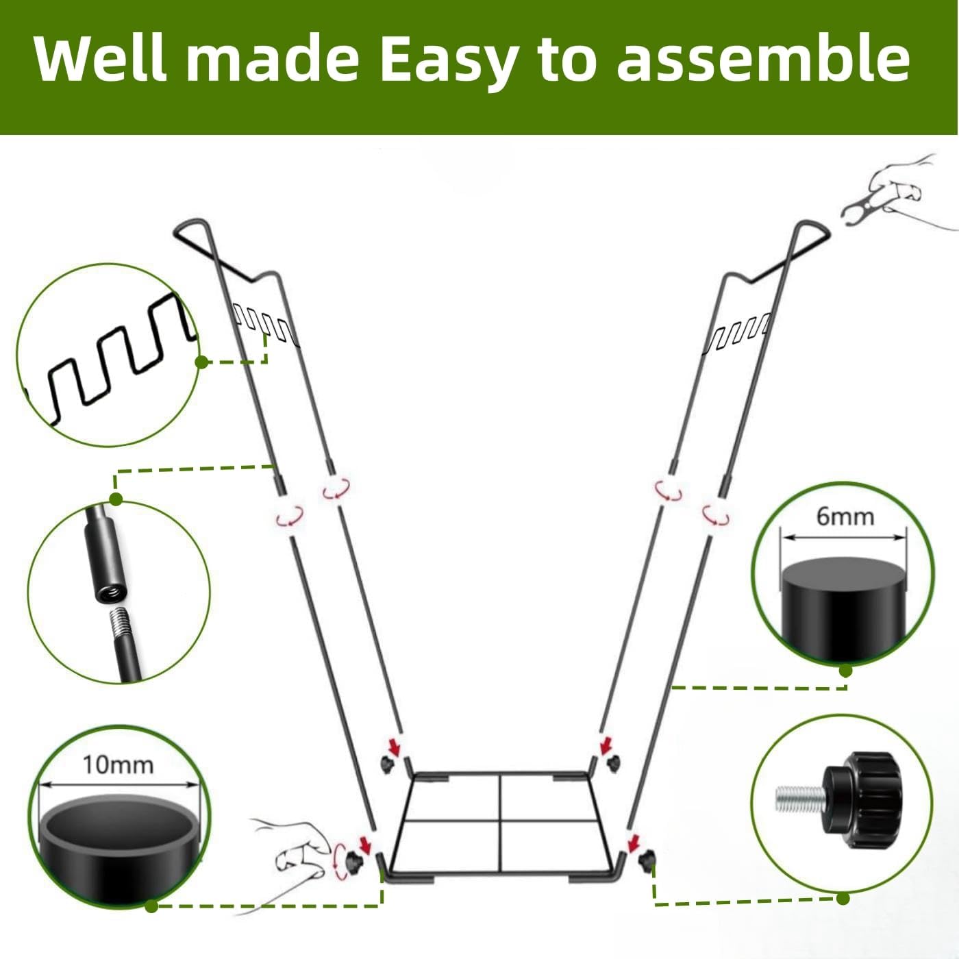 Garden Trash Bag Holder - Outdoor Leaf Bag Support Stand Multi-Use Metal Garbage Bag Holder Frame Holds 30-45 Gallons Bag for Leaves, Camping, Yard Weeding, Lawn Party