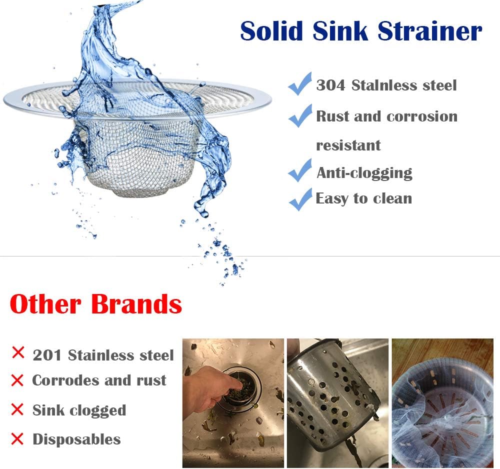2 Pcs Heavy Duty Stainless Steel Slop Basket Filter Trap, 3.54" Top / 1.65" Mesh Metal Sink Strainer, Perfect for Kitchen Sink/Bathroom Bathtub RV Wash Basin Floor Drain Balcony Drain Hole