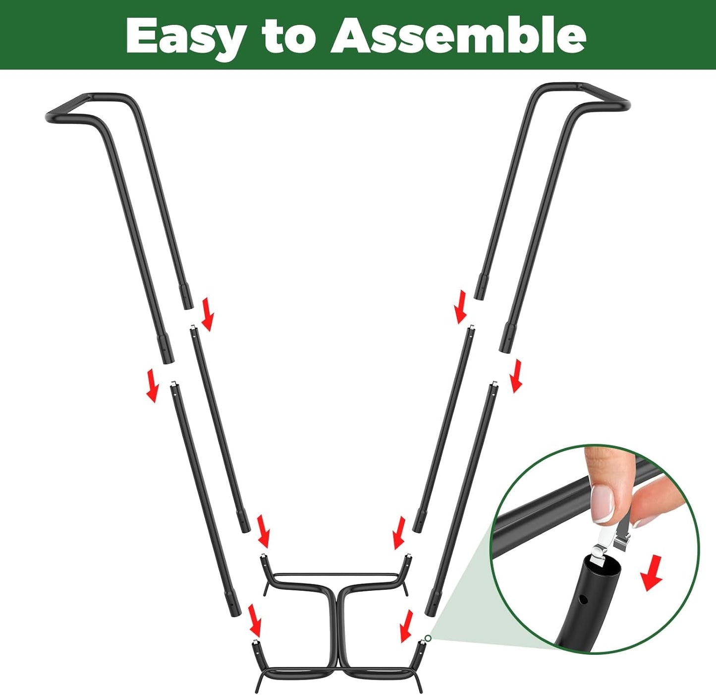 Outdoor Trash Bag Holder Metal Garden Trash Bag Holder for Yard Waste Stand Holds 30-45 Gallons Leaf Bag Holder with 4 Clips for Leaves Camping Lawn Party Weeding Yard Gardening（1pcs+4clips）