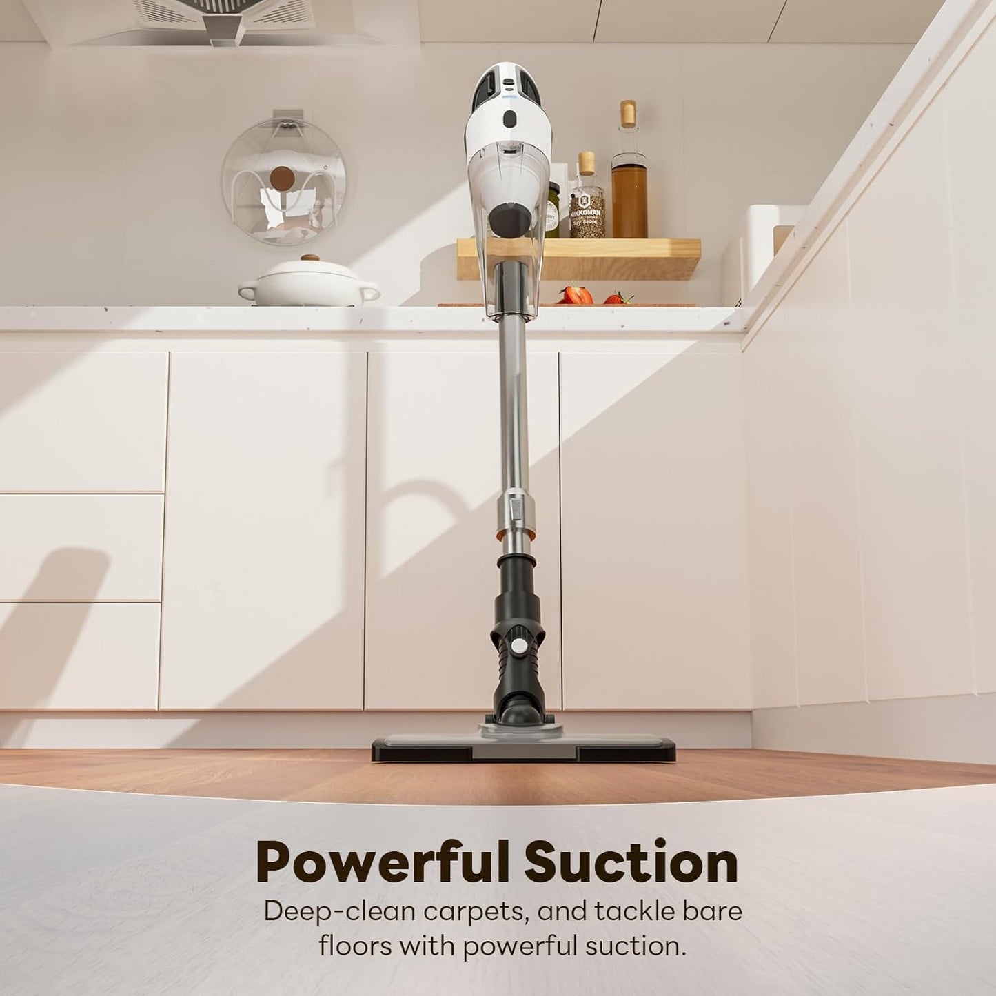 TECBOT Cordless Vacuum Cleaner, 12000 Pa Powerful Stick Vacuum with Brushless Motor, LED Touch Display, 30 Mins Long Runtime, Self-Standing Lightweight Vacuum for Hard Floor Carpet Hair, Gray