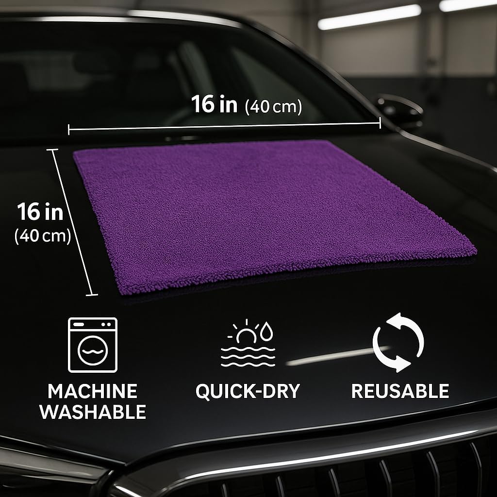 Paks Edgeless Microfiber Towels for Cars - 16x16 Microfiber Cleaning Cloth - 10-Pack Extra Absorbent Microfiber Towels Dish Towels, Streak-Free