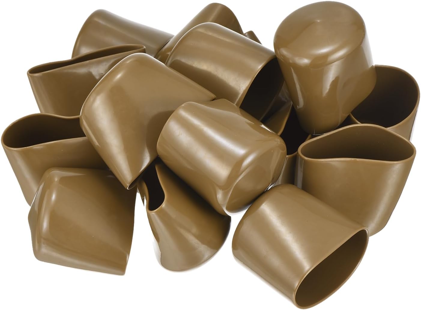 uxcell 20pcs Rubber End Caps 41mm(1 5/8") ID Vinyl PVC Round Tube Bolt Cap Cover Screw Thread Protectors Light Brown