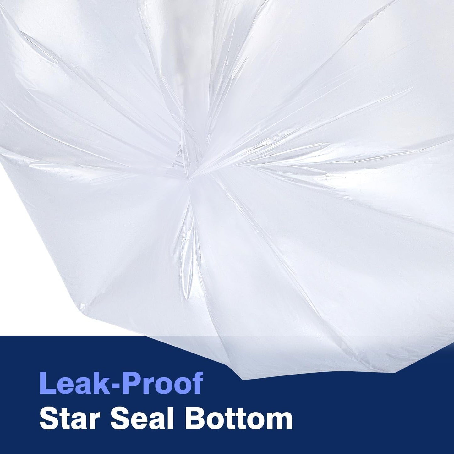 7-10 Gallon Clear Trash Can Liners, 24'' x 24'', Wholesale 1000 Count, High Density Garbage Bags for Office, Bathroom, Commercial and Industrial Use