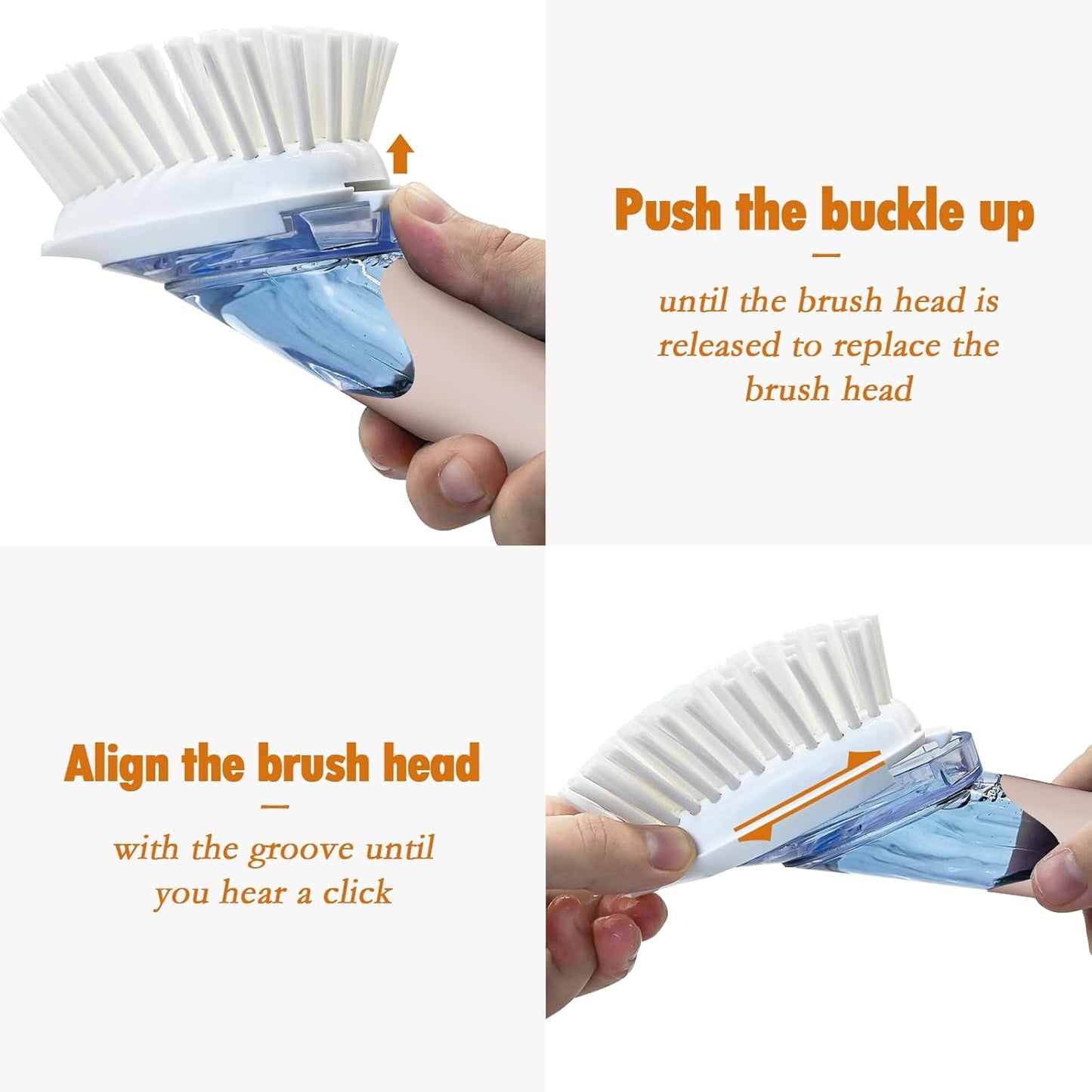 Soap Dispensing Replacement Dish Brush Storage Set with 2 PCS Brush Refills & Holder - RIMAY Dispenser Scrub Cleaning Scrubber Kitchen Dishwashing Dish Wand Handle for Dishes/Pans/Pots/Sink(Pink)