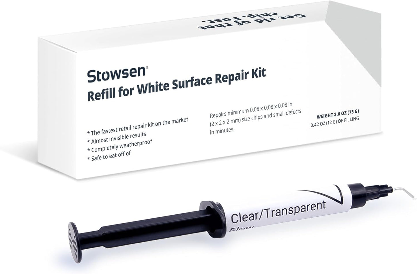 Refill for White Surface Repair Kit - Fix Chips & Defects in Minutes | Restore Tiles Bathroom Fixtures and Countertops with Ease | for Porcelain Fiberglass Corian Acrylic Ceramic Enameled and More