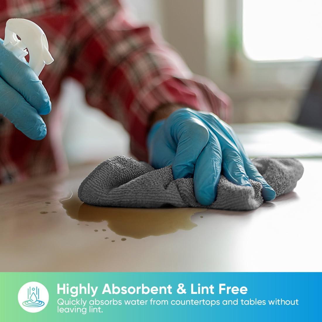 HOMEXCEL Grey Microfiber Cleaning Cloth, 24 Pack Cleaning Towels for Kitchen, Lint Free, Scratch-Free, Highly Absorbent, and Reusable Cleaning Rags for House, Window and Glass, Cars, 11.5 X11.5 inch