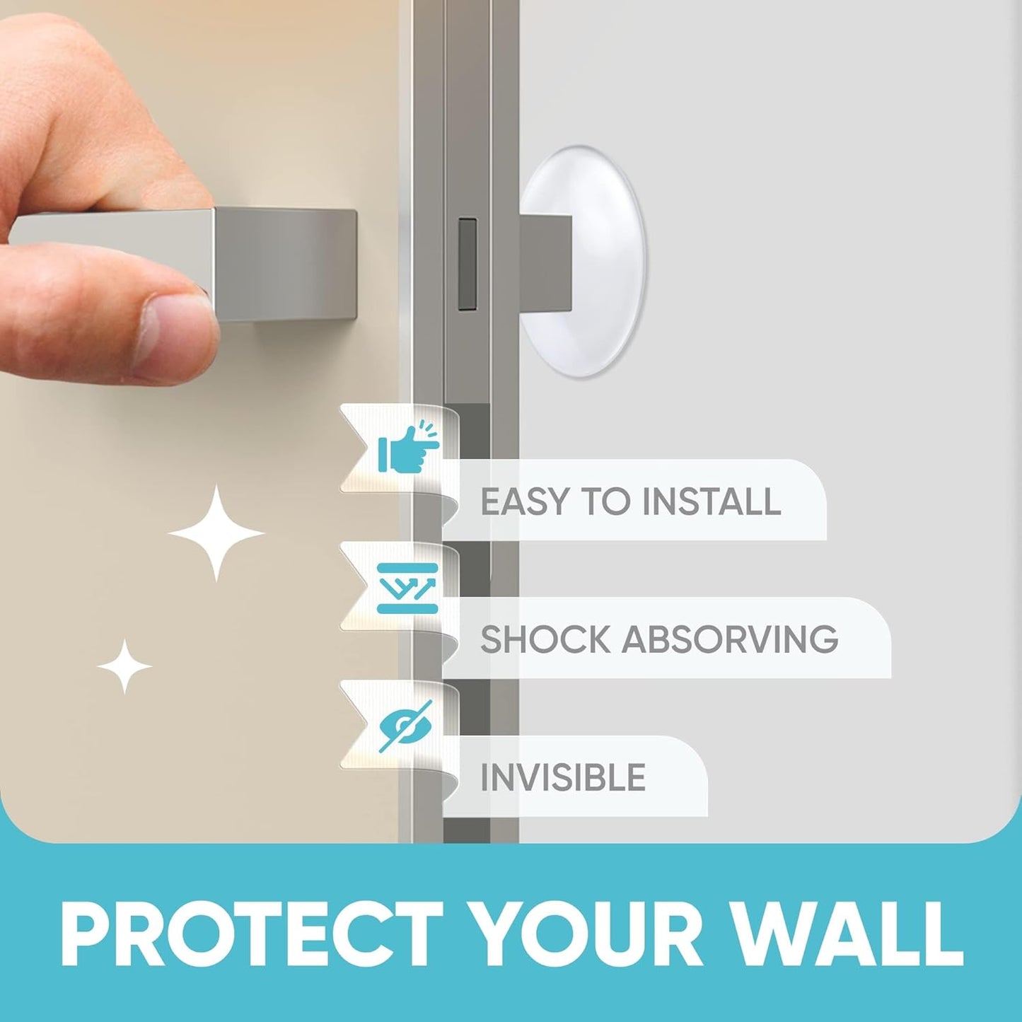 Strongest Wall Door Handle Stopper Set. 12 Pieces of Clear Rubber Door Knob, Round Wall Shield Cushion. Quiet Wall Protector for Door Handle. Guard Door Bumper Wall Protector Silencer. Self Adhesive