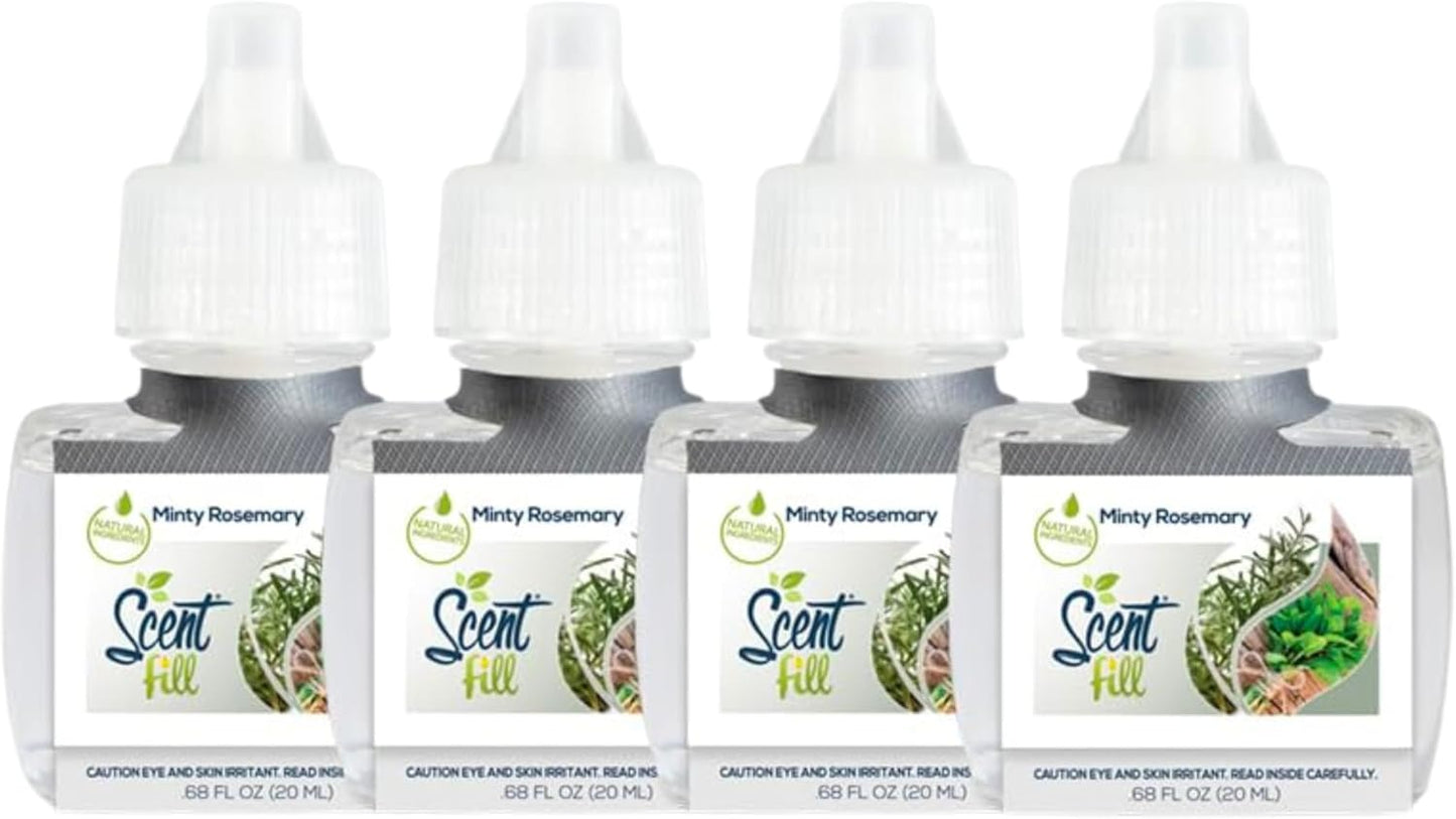 Scent Fill Minty Rosemary Plug in Air Freshener, 4 Scented Oil Refills