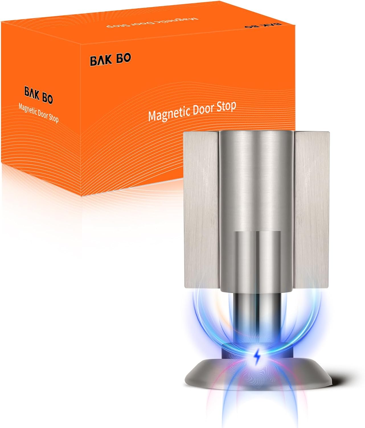 Bak Bo Magnetic Door Stoppers 1 Pack Bottom of Door Holder Keep Door Open No Drilling Magnet Floor Door Stop with Screws and Adhesive Brushed Nickel DS268BN-1