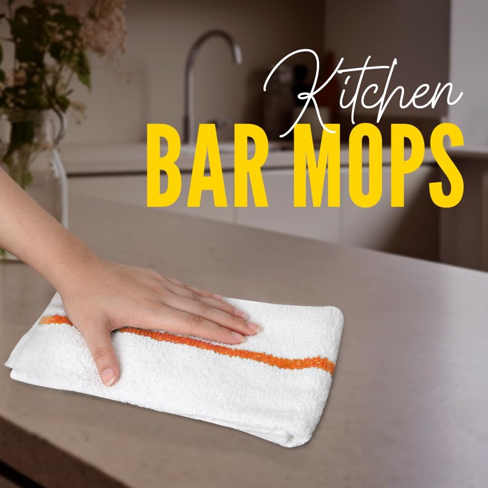 Avalon Towels Terry Bar Mop Towels (Value Pack of 60) Size 16"x19" – Absorbent and Durable, Multipurpose Cleaning Rags, Cotton Cleaning Cloths, Terry Cloth Rags, Reusable Shop Rag