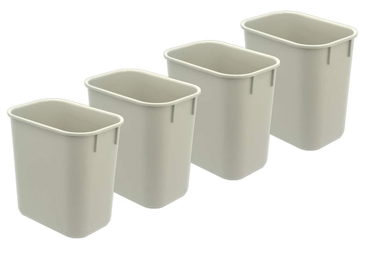 Acrimet Wastebasket, Deskside Bin, 3.25 Gallon/13 Quart/ 12 Liter (Plastic) (Light Gray Color) (Set of 4)