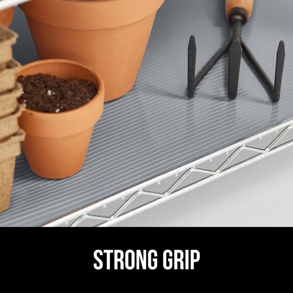 GORILLA GRIP DuraGuard Shelf Liner, Non-Adhesive Cabinet Liners for Kitchen Drawers, Shelves, Refrigerator, Pantry Storage, Bathroom Closet, Durable Waterproof BPA Free Ribbed Plastic, 20x10 Gray