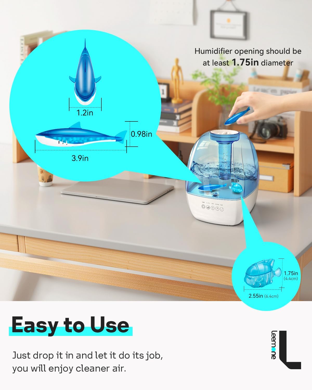 Leemone Humidifier Cleaner Float Shark & Fish -Humidifier Accessories Compatible with All Humidifiers and Fish Tanks(6 Pack)