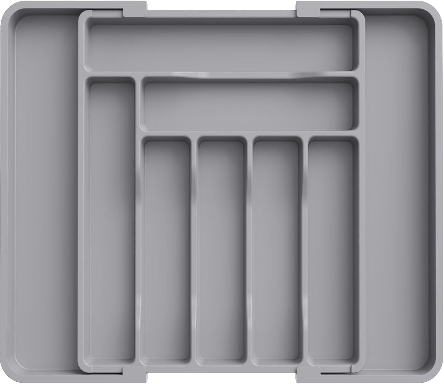 Lifewit Silverware Drawer Organizer, Expandable Utensil Organizer for Kitchen Drawers, Adjustable Cutlery and Flatware Tray, Plastic Spoons Forks Knives Holder Storage Dividers, Medium, Gray