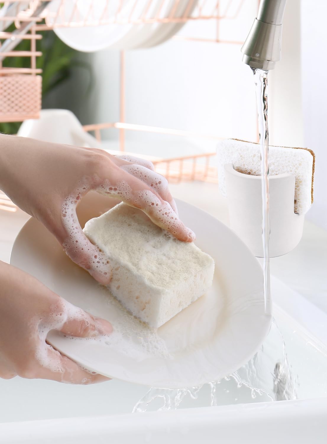 Diatomite Sponge Holder, Dish Sponge Stand for Kitchen Countertop, Stone Sponge Caddy Organizer, Face Sponge Holder, Cream