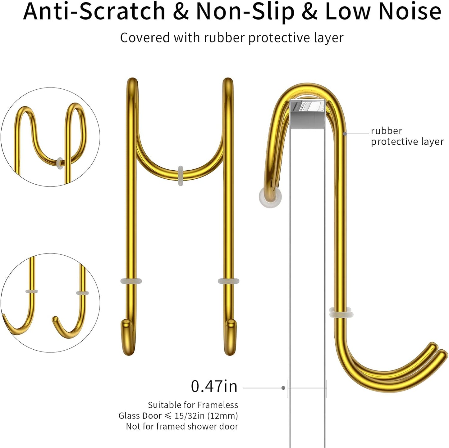 Shower Squeegee Set, 10-Inch Stainless Steel Squeegee for Bathroom, Shower Doors, Mirrors, Tiles, and Car Windows - 100% Streak Free, Includes Shower Door Hook, Adhesive Hook and Spare Silicone Blade