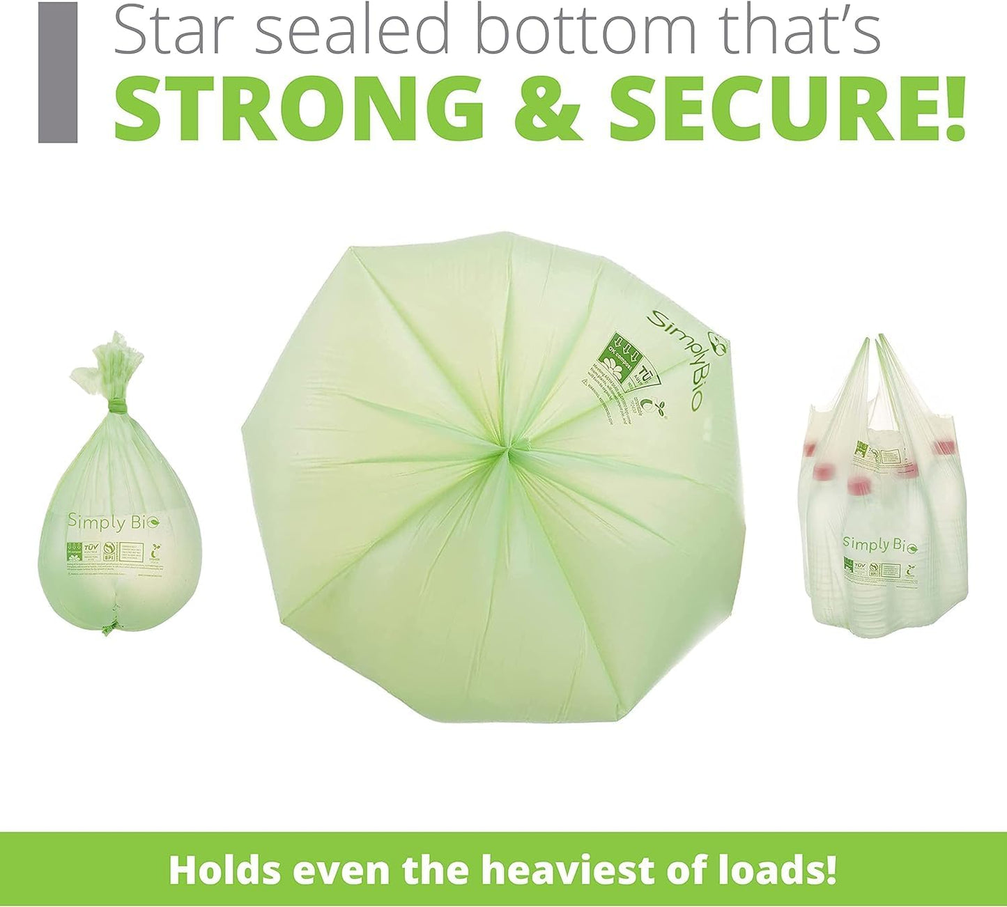 3 Gallon Compostable Trash Bags with Handle-Tie, Thick 0.67 Mil, 11.36 Liter, 80 Bags, Small Kitchen Food Scrap Waste Bag, ASTM D6400, US BPI and OK Compost Home Certified