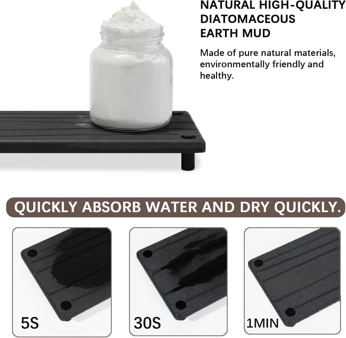 Quick Dry Sink Caddy Kitchen Sink Organizer, Water Absorbing Stone Tray for Sink, Stone Drying Tray, Diatomite Faucet Mat & Protector, Dispenser Sponge Holder, Stone Soap Tray for Bathroom Counter