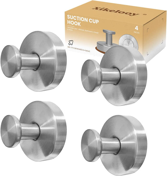 4 Pcs Suction Cup Hooks，No-Drill Suction Cup Hooks， Removable Hook，Towel Hook，Suction Hook for Shower,Bathroom, Bedroom, Glass Window