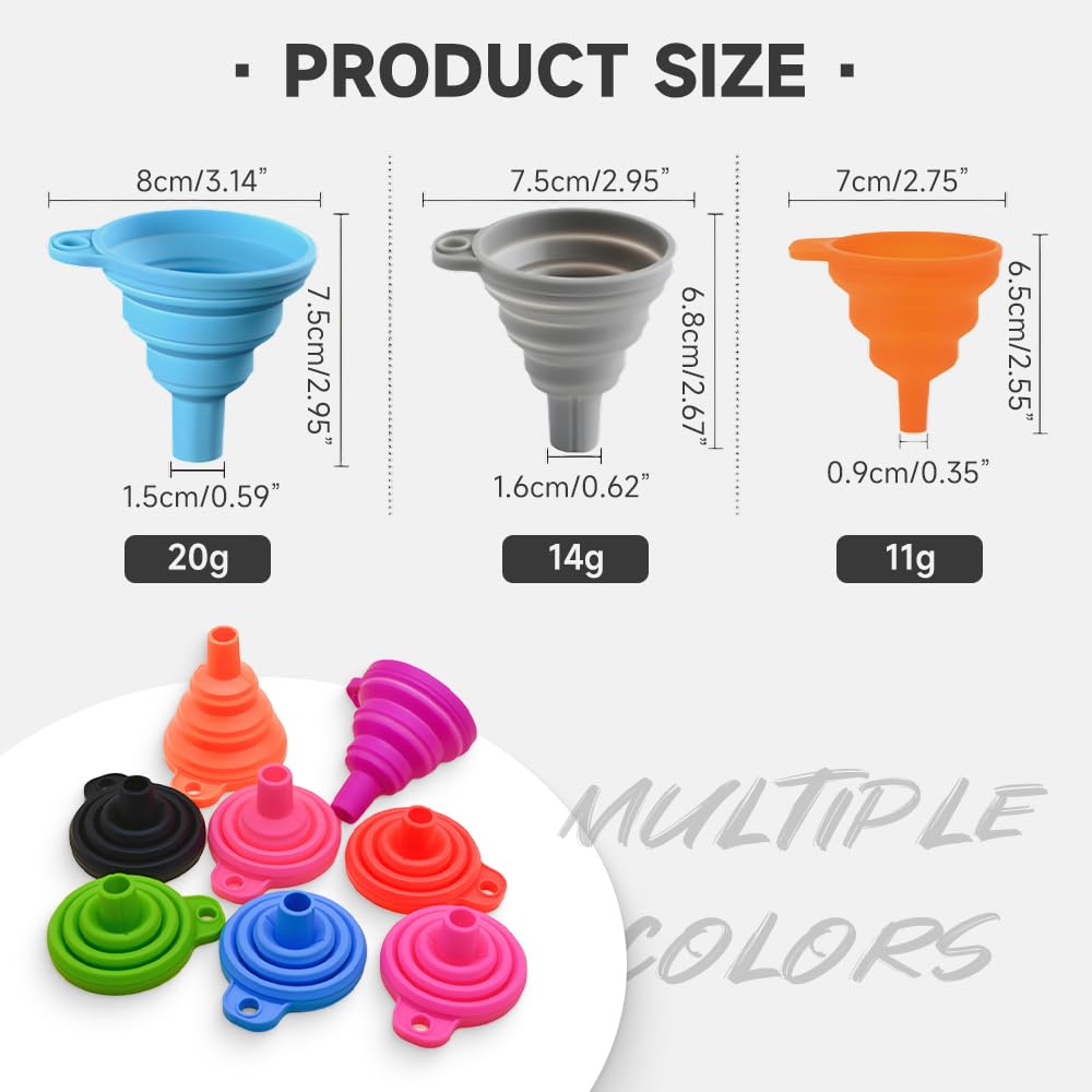 6 PC Kitchen Funnel Set, 2025 New Funnels for Kitchen Use Filling Bottles, Silicone Funnel Collapsible, Kitche Funnels Set of 3, Kitche Funne for Liquid Transfer Filling Bottles (Style A)