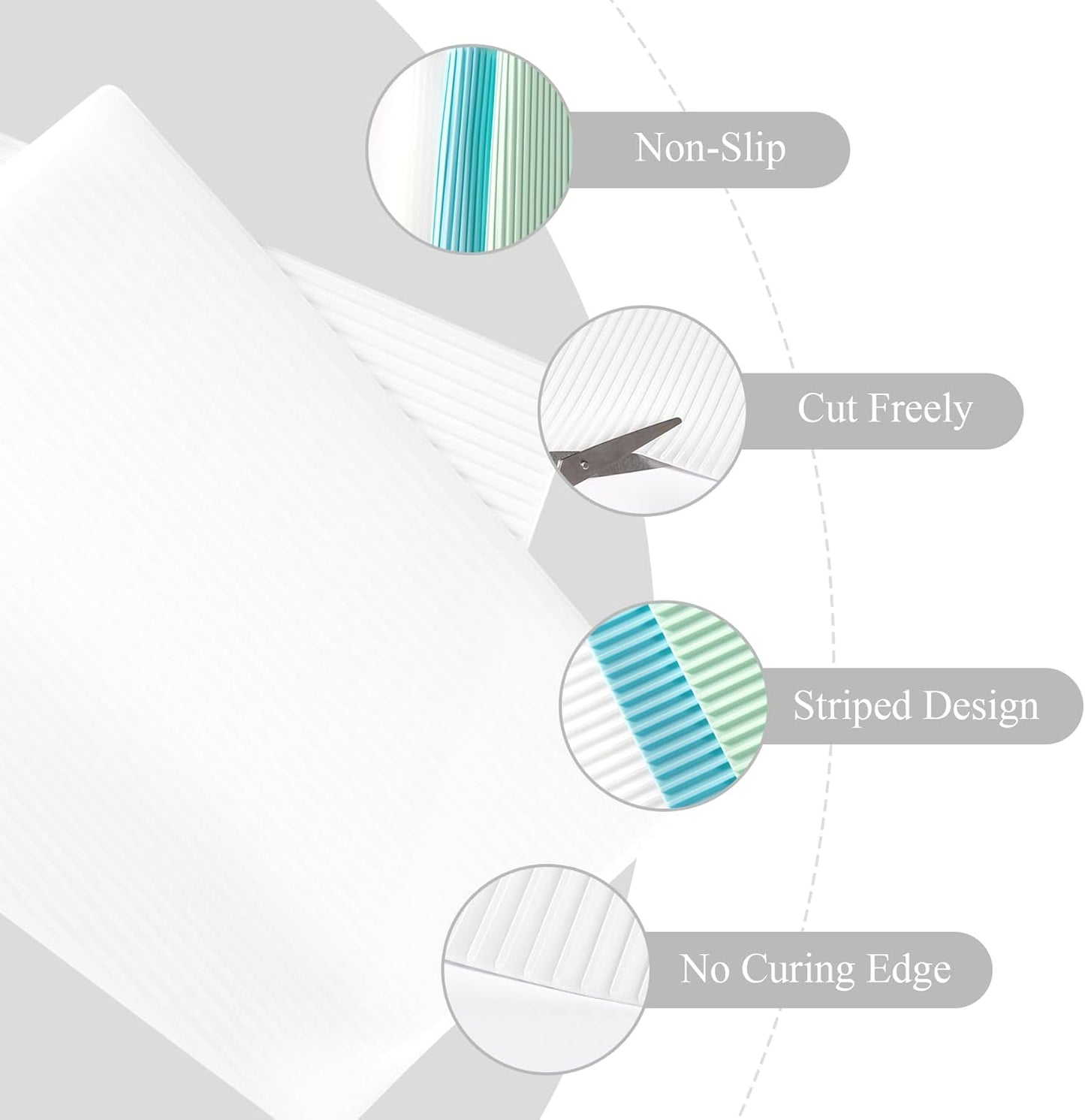 Non-Slip Silicone Refrigerator Liners for Shelves, Reusable Washable Fridge Shelf Drawer Liners, Cuttable Waterproof Oilproof Fridge Liner for Glass Shelve Kitchen Cabinet Drawer Mats (Clear, 4 Pack)