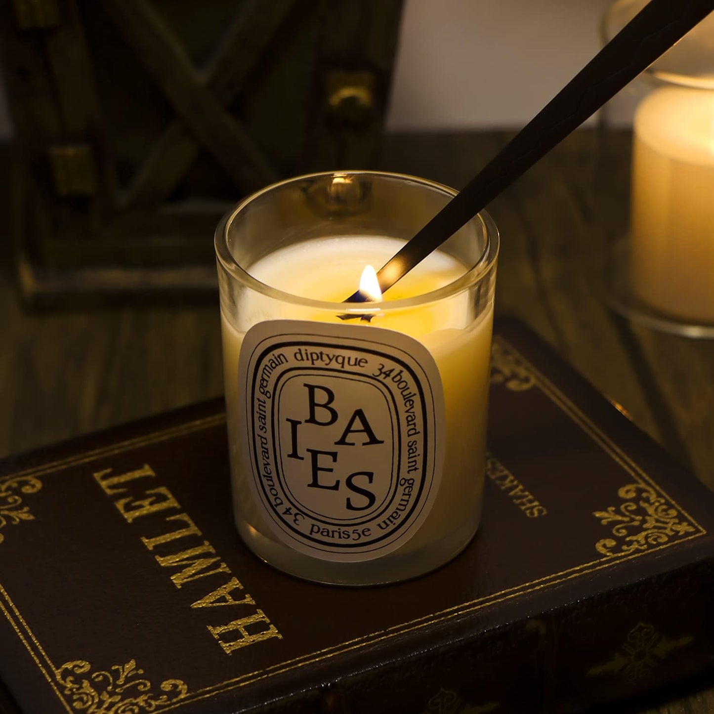 Lsnisni Candle Wick Cutter and Trimmer Set, Electric Lighter, Wick Dipper - Black, 4-Piece, Mom Birthday Gift