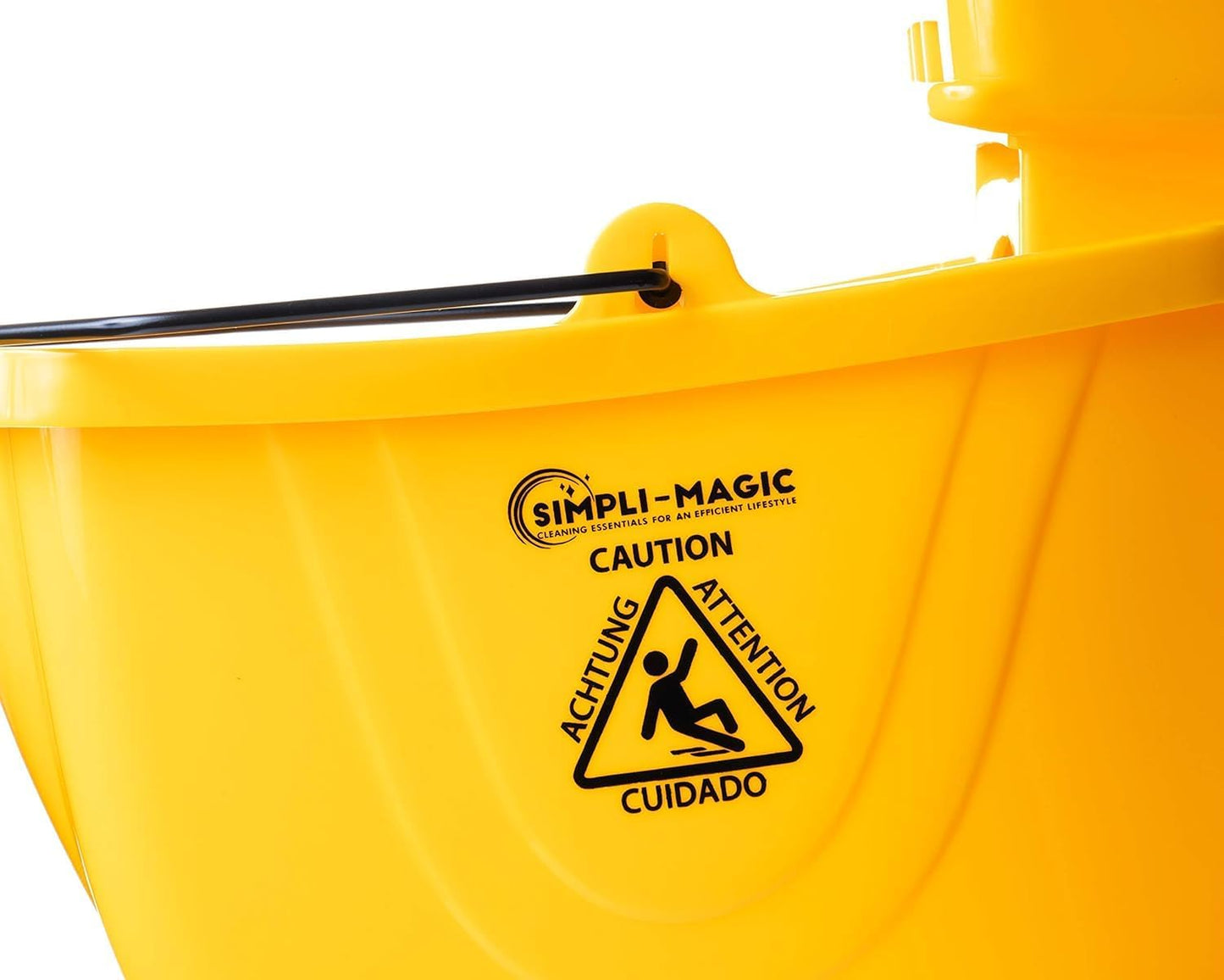 SIMPLI-MAGIC Commercial Mop Bucket with Side Press Wringer, 36 Quart – 50,000 Cycles Wringer – Industrial Mop Bucket with Wheels, Yellow