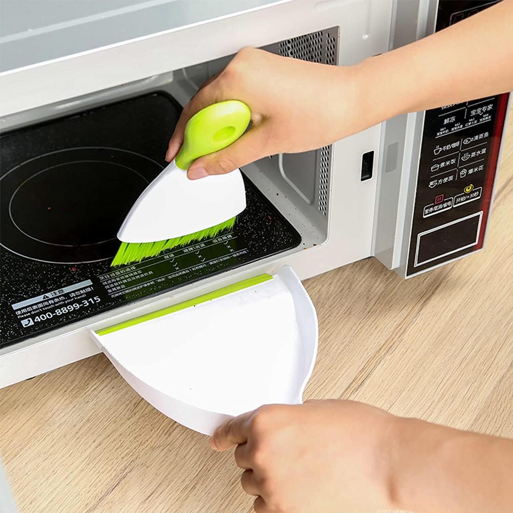 Dust pan Broom Brush Dustpan - Small Broom and Dustpan Set,Mini Broom and Dustpan,Small Dustpan and Brush Set for Home Cleaning, Sofa, Desk, Guinea Pig Cage, Cat Litter etc.（Green 2 Set）