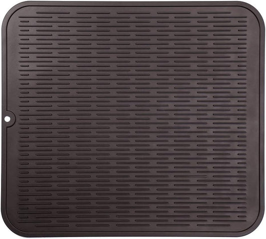 Silicone Dish Drying Mat for Multiple Usage,Easy clean,Eco-friendly,Heat-resistant Silicone Mat for Kitchen Counter or Sink,Refrigerator or Drawer Liner Coffee XL 18 inches x 16 inches