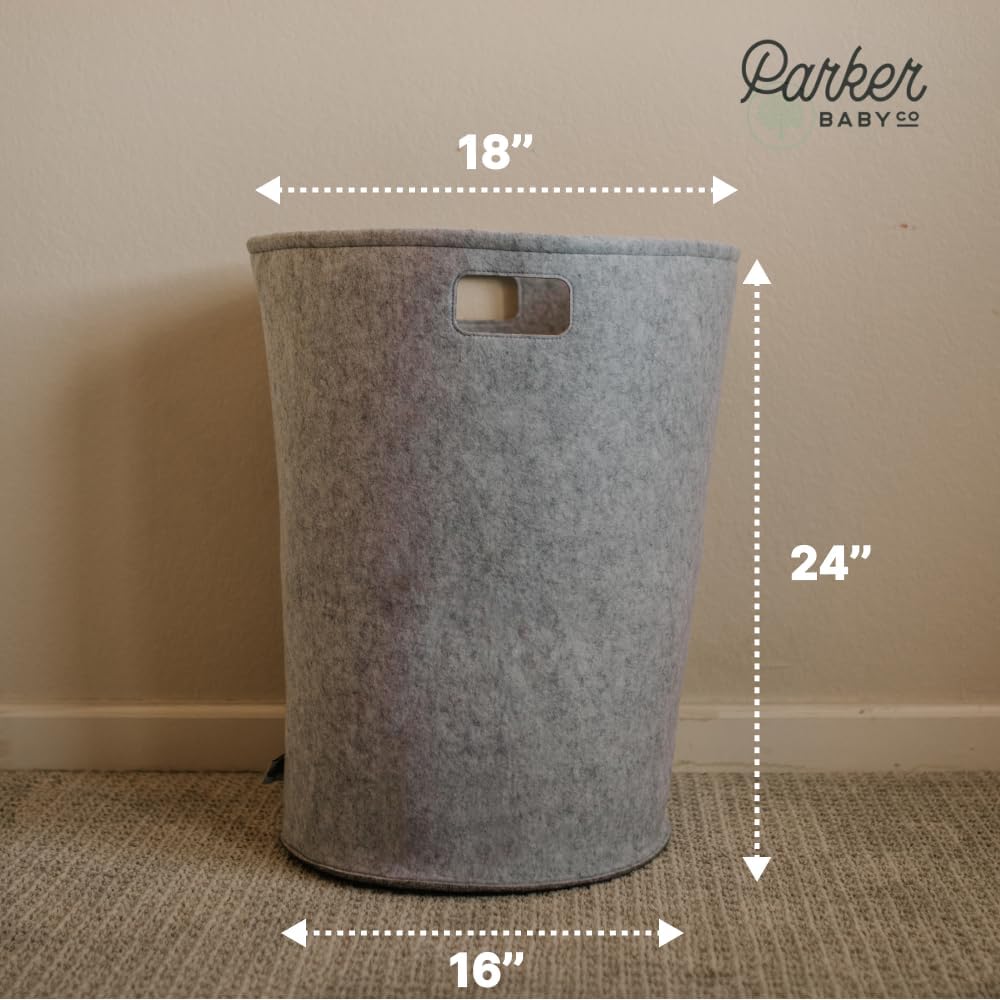 Parker Baby Nursery Laundry Hamper - Large Felt Storage Basket and Baby Hamper for Nursery (Oatmeal)