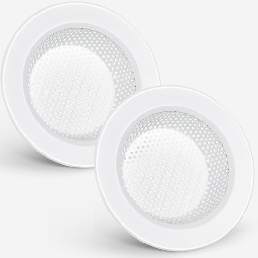 Retisee 2 Pcs Sink Strainer Stainless Steel Kitchen Sink Drain Strainer Basket Cover Mesh Hair Food Catcher, Large Wide Rim of 4.4 Diameter(Porcelain White)