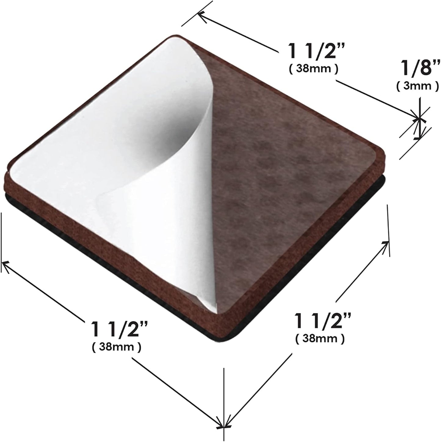 Slipstick GorillaPads CB150 Non Slip Furniture Pads/Rubber Grips (Set of 8) Self Adhesive Furniture Feet Floor Protectors, 1-1/2 inch Square, Black