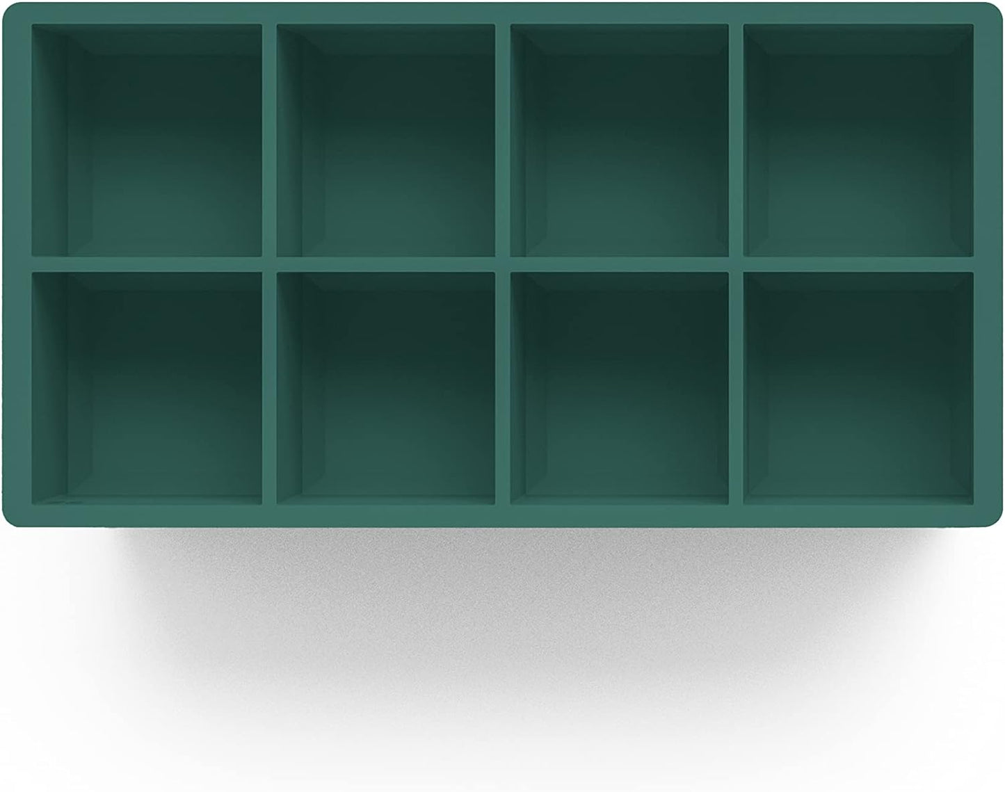 glacio Ice Cube Molds – 2-Pack Silicone Trays for 8 Large Square Cubes – Slow-Melt Ice for Whiskey, Cocktails, Coffee & More