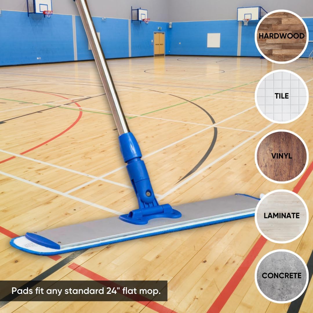 Microfiber Wholesale 36 inch Microfiber Mop Pads - Machine Washable, Reusable, Refills & Replacement Wet Mop Heads Compatible with Any Microfiber Flat Mop System (18 Pack)
