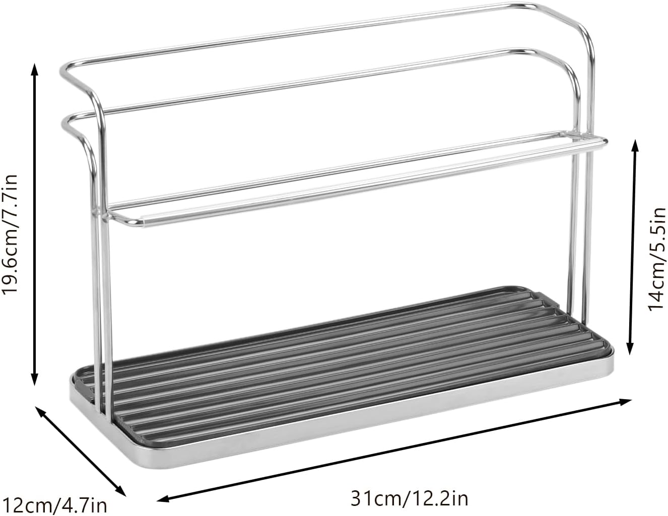 Bottle & Cup Drying Rack with Drain Tray (Stainless Steel Silver)