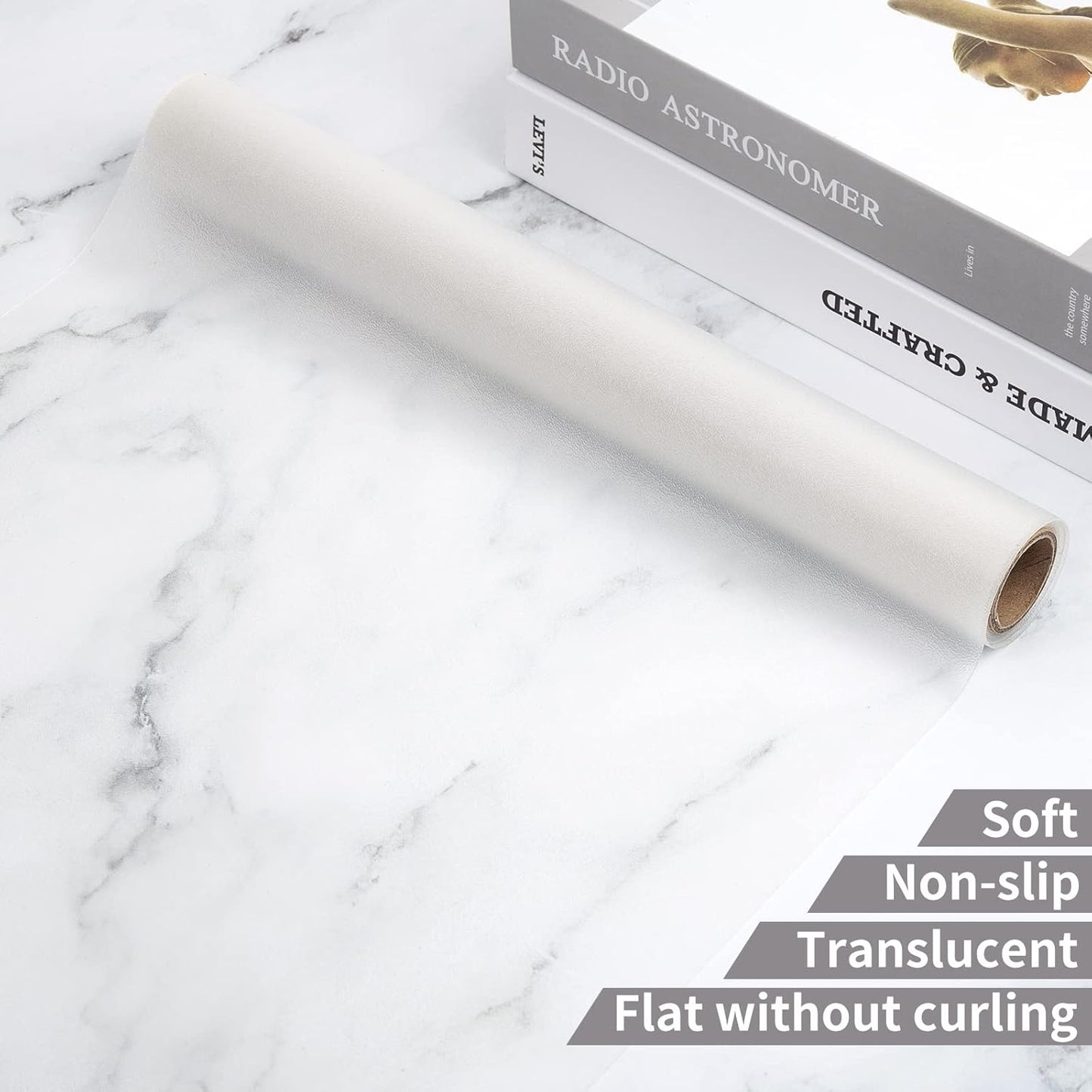 Shelf Liner Silicone Shelf Liners for Kitchen Cabinets Non-Adhesive Non-Slip Waterproof Cabinet Liner Drawer Liner Refrigerator Liners 17.5 Inch x 20 FT (Translucent-White)