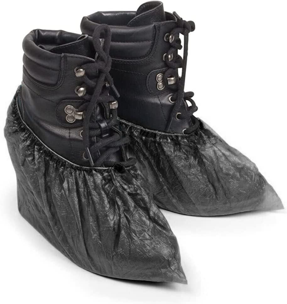 Black shoe covers Disposable 1000 PCS (500 Pair) Premium Waterproof and Recyclable Boot Booties Covers Covers for Indoors, Non, Fits Up To 11 US Men and 13 US Women Size, Slip on, Horlon