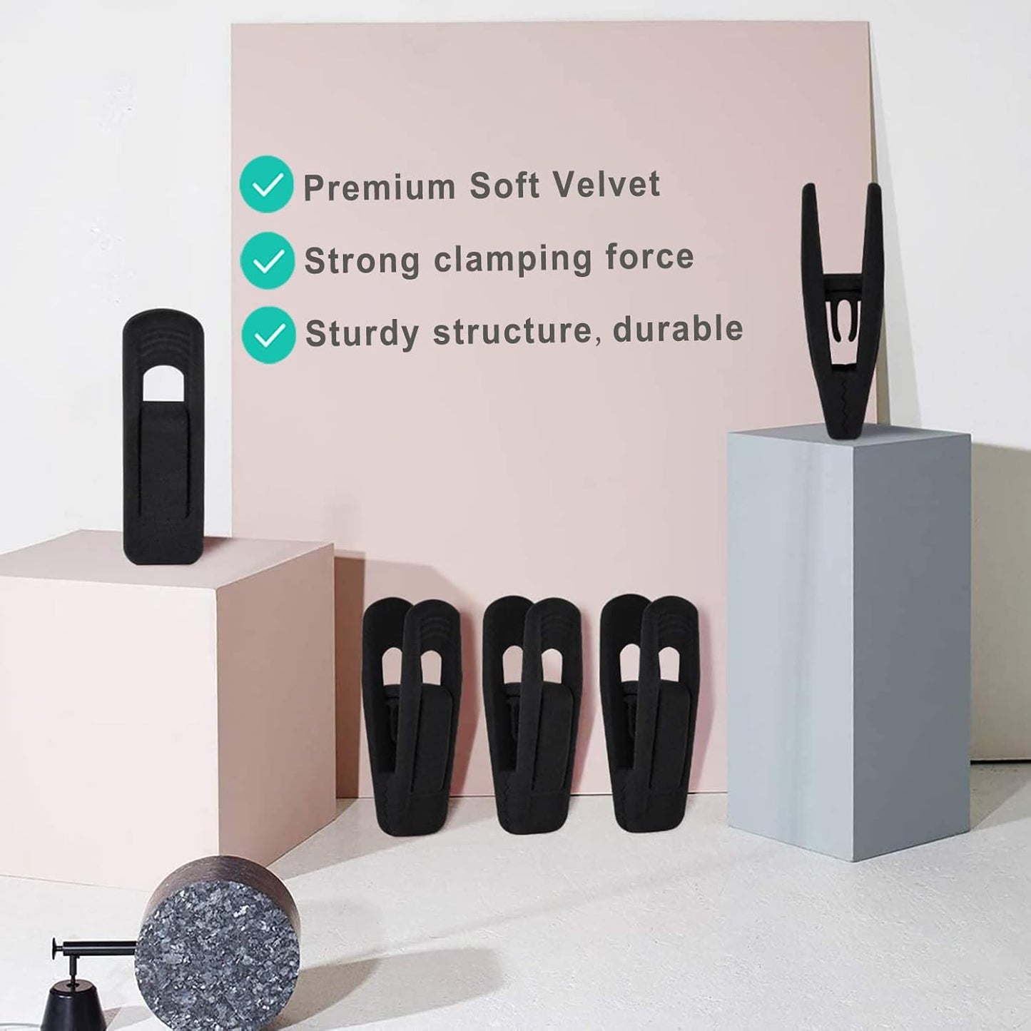 Black Velvet Hangers Clips (80-Pack), Non-Slip Strong Velvet Hangers Clips for Velvet Skirt Hangers, Velvet Pants Hanger Velvet Clips Fit for Thin Velvet Clothes Suit Hangers