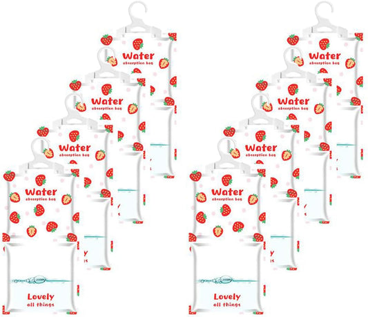 AOPANDA Moisture Absorbers Packets, 8 Pack - Eliminates Musty Odors for Fresher, Cleaner Air, Humidity Packs, Dessicant Packets, Hanging Closet Dehumidifier Bags(strawberry）