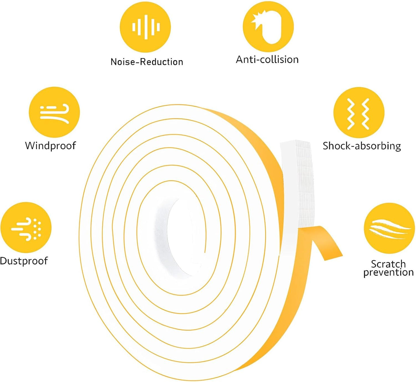 Upgraded Strong Adhesive Foam Weather Stripping Door Seal Insulation Tape for Insulating Door,Window, Air Conditioner Noise-Reduction Self Adhesive Sealing Weatherstrip (1 in x 1/2 in x 10 Ft)