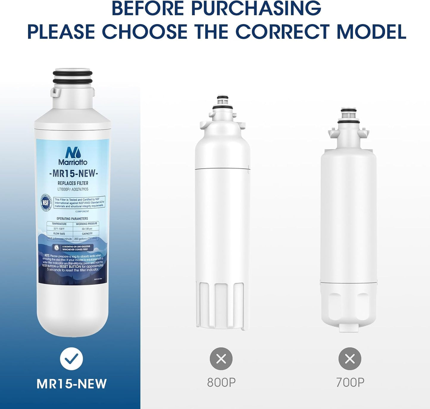 MARRIOTTO Water Filter LT1000PC Replacement for Refrigerator, Compatible with LT1000PC/PCS, LT1000PC, LT-1000PC, MDJ64844601, ADQ747935 ADQ74793504 Water Filter (4 Pack)