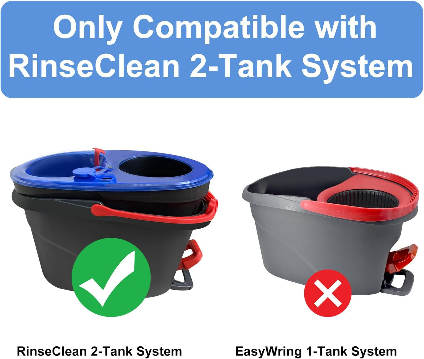 Mop Heads Replacements for Ocedar, 5 Pack Mop Replace Head for Ocedar RinseClean 2-Tank System, Spin Mop Replacement Head with 2 Scrubber Mop Head, Microfiber Mop Refills Deep Cleaning